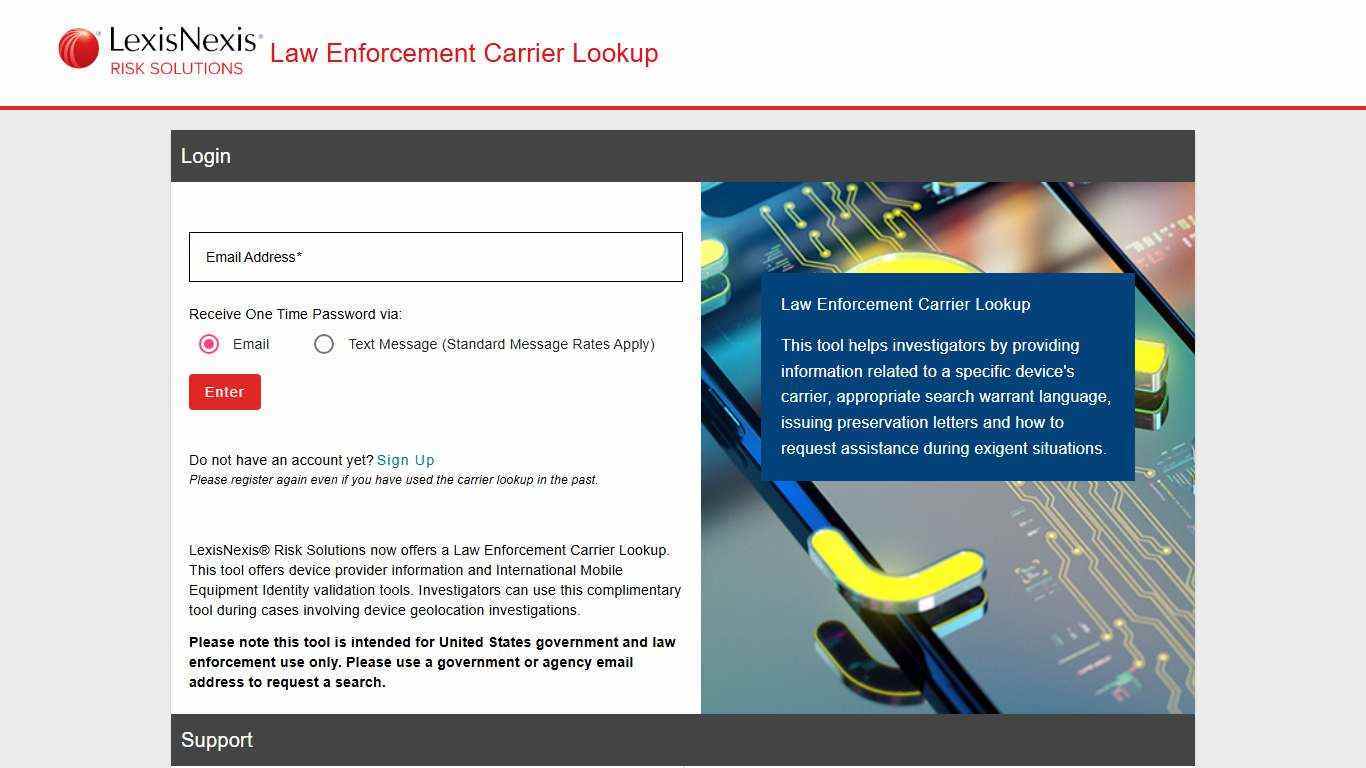 Law Enforcement Carrier Lookup